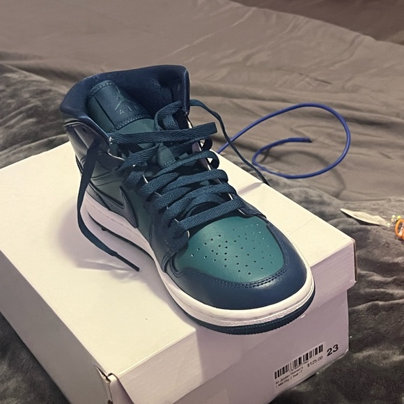 Nike Women's High-Top Sneakers - Dark Teal and White - Picture 1 of 4
